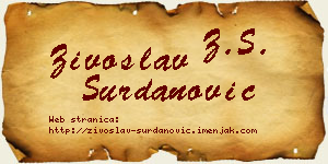 Živoslav Surdanović vizit kartica
